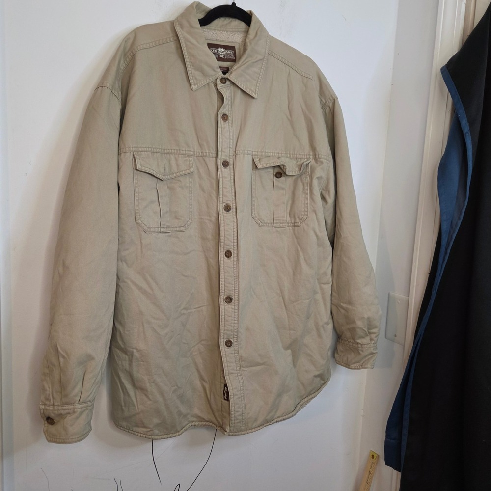 Levi Strauss & Co Mens XL Tan Sherpa Lined Cotton Twill Shirt Jacket RN108480